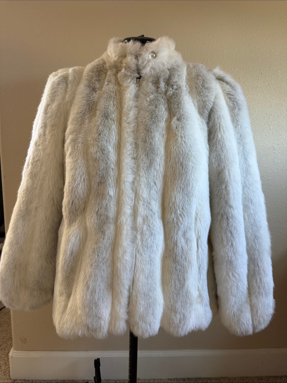 Vintage  Jordache Cream Faux Fur Coat for Women
